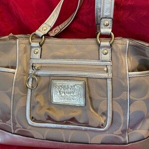 Coach Poppy Signature Sateen Tote with Detachable Crossbody Strap
